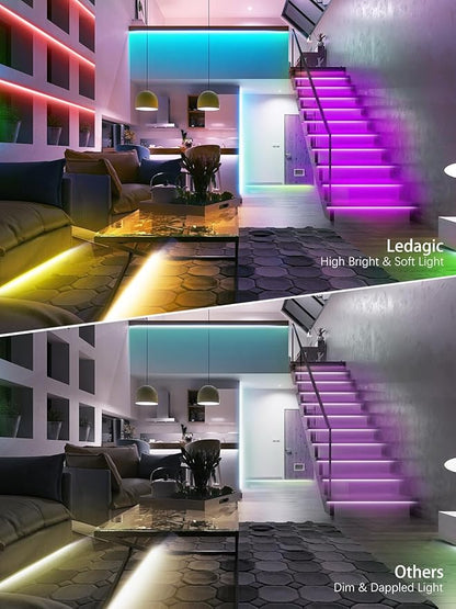 Ledagic Led Lights for Bedroom 55ft 540Leds Music Sync Color Changing Led Strip Lights with 60 Key Remote and App Control RGB Led Light Strip for Home Party Room Decoration