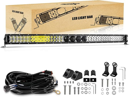 Auxbeam 42 Inch 360W LED Light Bar, 5D Pro Series Dual Row Spot Flood Combo Off Road Lights, 44000LM Driving Off Road Lights with 10FT Wiring Harness Kit for Jeep SUV UTV ATV Pickup Truck