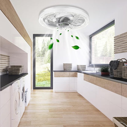 Deyagoo Ceiling Fan Light, 12-inch Socket Fan Light with Remote Control, 3 Colors (3000K-6500K) Dimmable LED Light Bulb, Screw-in Ceiling Fan for Bedroom, Kitchen, Storage Room, Closet, and RV.