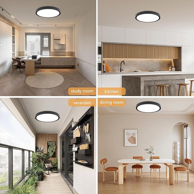 4PK 12 Inch LED Flush Mount Ceiling Light, 24W, 2520LM, 3000K/4000K/6000K CCT Selectable Super Slim LED Ceiling Light, Close to Ceiling Round Flat Panel Light for Hallway, Bedroom,Kitchen ect