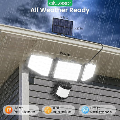 ALUSSO Solar Lights Outdoor Motion Sensor 400LM, LED Security Lights with Remote, 3 Modes (Dusk to Dawn/Auto/On Time), CCT 3000K-6500K Waterproof Flood Light for Garden Yard Garage, 1 Pack