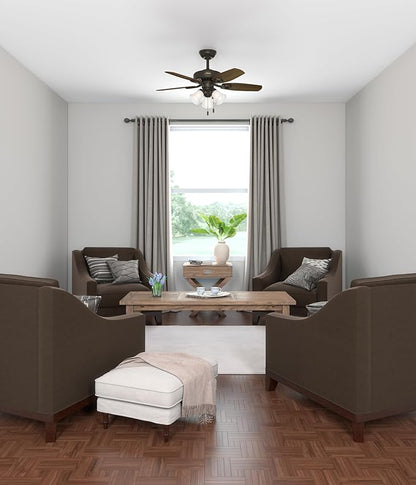Hunter 42 inch Indoor Ceiling Fan with LED Lights - Bronze Ceiling Fan with Pull Chain, For Bedroom or Living Room, Standard Mount, No Remote, 5 Blades, Includes Bulbs - Builder 52107, New Bronze