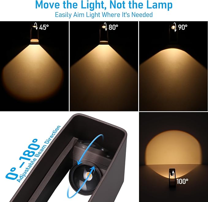 LEONLITE LED Pathway Lights Low Voltage, 180° Adjustable Head Focused or Wide Ground Coverage, 3W Outdoor Landscape Lighting for Driveway, Walkway, ETL Listed, Aluminum, 3000K Warm White, Pack of 8