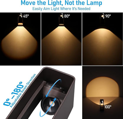 LEONLITE LED Pathway Lights Low Voltage, 180° Adjustable Head Focused or Wide Ground Coverage, 3W Outdoor Landscape Lighting for Driveway, Walkway, ETL Listed, Aluminum, 3000K Warm White, Pack of 4
