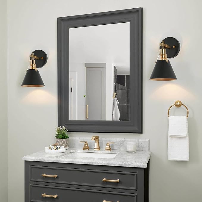 KSANA Black Wall Sconces, Modern Farmhouse Gold Wall Lights for Bedroom, Living Room, Hallway