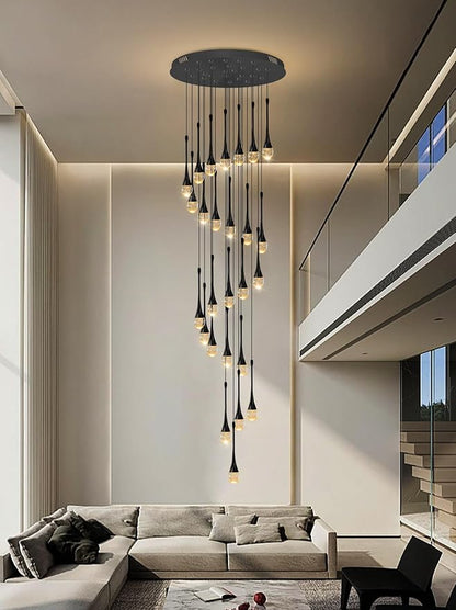 ykolupty H138''Modern Crystal Chandelier for High Ceiling,Large Spiral Crystal Chandeliers,Luxury Raindrop Foyer Chandeliers,Hanging Pendants Lighting for Entryway, Staircase,Hallways,Living Room