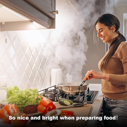 6PCS x 12 Inch Under Cabinet Lights Plug-in, Dimmable LED Under Cabinet Lighting, Cold White 6000K Under-Counter Light Fixtures with Memory Function, Under Counter LED Lights for Kitchen