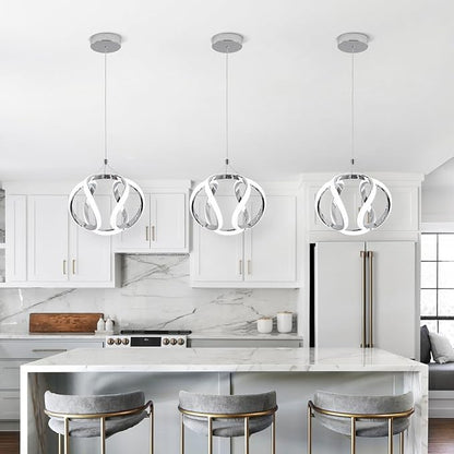 CANEOE Modern Led Pendant Light, 5500K Creative Led Kitchen Island Pendant Lights Fixtures, Adjustable Height Integrated LED Hanging Lamp for Living Room Bedroom Kitchen Cafe,1 Pack