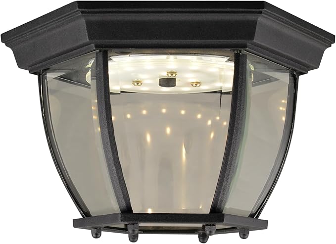 Design House 578518 Canterbury II Integrated LED Outdoor/Indoor Ceiling Light with Clear Glass for Porch Entryway Patio, Black