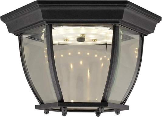 Design House 578518 Canterbury II Integrated LED Outdoor/Indoor Ceiling Light with Clear Glass for Porch Entryway Patio, Black