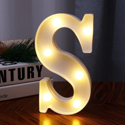 Small Led Marquee Letters, Light Up Letters, 8.58 Inch Led Letter Lights, Battery Powered Lighted Sign for Table, Party, Birthday, Christmas Decor (Letter S)