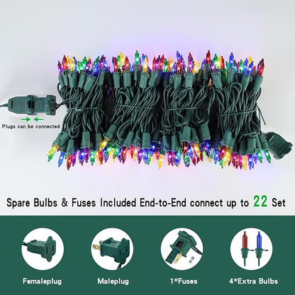 Colored Mini Christmas String Lights Plug in, 200 Count 40 Feet LED Mini Multicolor String Lights, Waterproof Christmas Decorations for Outdoor Indoor Patio Home Party Garden Yard Decor