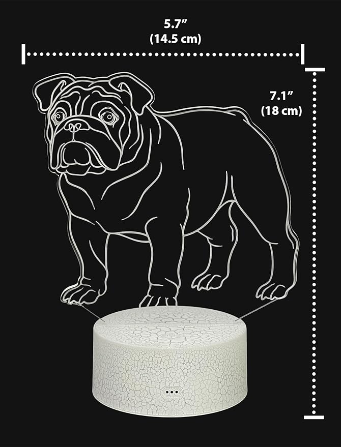 Bulldog Night Light, 16 Colors Changing Dimmable with Remote, Bulldog Memorial Gifts for Loss of Dog, Bulldogs Lamp Home Room Office Decoration