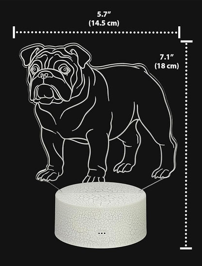Bulldog Night Light, 16 Colors Changing Dimmable with Remote, Bulldog Memorial Gifts for Loss of Dog, Bulldogs Lamp Home Room Office Decoration