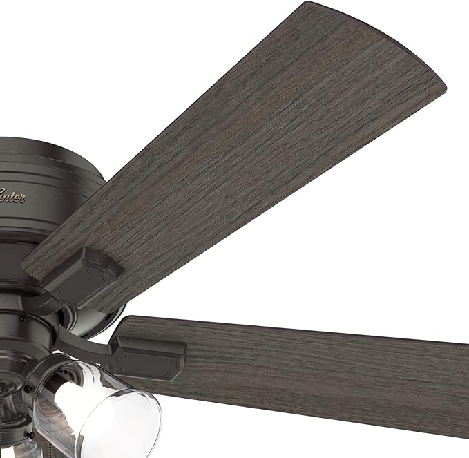 Hunter Crestfield Indoor Low Profile Ceiling Fan with LED Light and Pull Chain Control