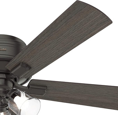 Hunter Crestfield Indoor Low Profile Ceiling Fan with LED Light and Pull Chain Control