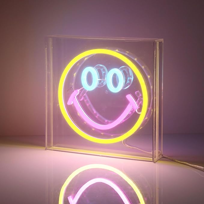 Light Up Your World! Wireless Express Neon Art Signs (5 Unique Styles) - Desktop & Wall Décor. Perfect for Bedrooms, Dorm Rooms, Office (Smile)