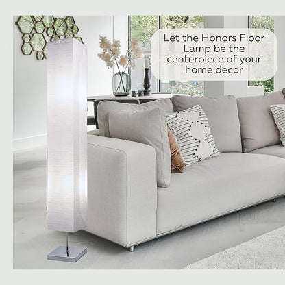 LIGHTACCENTS Home Decor Floor Lamp (Set of 2) 59 Inch Paper Floor Lamp Pair with Polished Chrome Base, Room Decor Lamps for Living Room, Rice Paper Lantern Lights, On/Off Footswitch