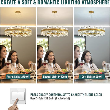 Siljoy Modern Crystal Chandelier, 20-Light Luxury Gold 2-Tiers K9 Crystal Raindrop Chandelier, Large Dimmable Crystal Pendant Ceiling Light for Dining Room Living Room Foyer Entryway D39.4''