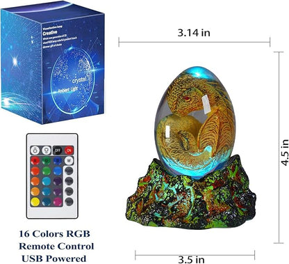 Dragon Night Light, Resin Dragons Lamp with Upgraded Volcanic Lava Base, Remote 16 Colors Flashing RGB Dimmable for Birthday Xmas Cool Figurines Dragon Gifts for Room Decor Boys Girls