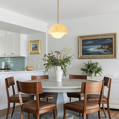 Modern Pendant Light Fixtures: 10 Inch Resin Shade Mid Century Chandelier with Milk Glass Globe - Adjustable Gold Pendant Lighting for Kitchen Island