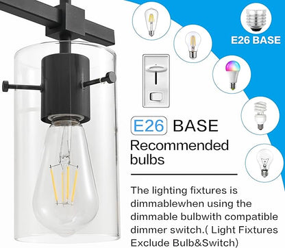 SOLFART Black Vanity Light fixtures 49.2 inch 6 Lights Wall Light Fixtures Above Mirror for Bathroom with Glass Shade (Exclude Bulb)