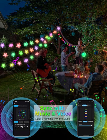 Smart Star Fairy Lights Plug in, 33Ft 16 Million Color Changing String Lights RGB Built in Chip APP & Remote Control DIY Music Sync Twinkle Light for Bedroom Christmas Decoration Christmas Gift
