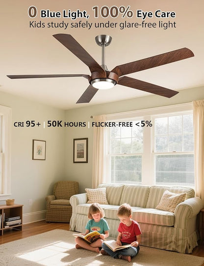 65" Gold Ceiling Fan with Light & Remote - Farmhouse Ceiling Fan with for Bedroom,High Airflow Quiet DC Motor 6-Speed Reversible Indoor/Outdoor