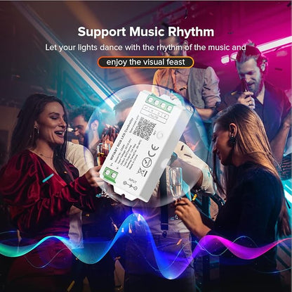 SEZO C03W WiFi Bluetooth RGB LED Strip Controller Group Control Support Tuya Smart Life APP/Voice Control Compatible with LM091 LM096 LM007 LM097 RGB Remote DC12-24V