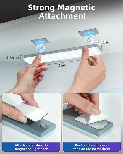 EZVALO 1800mAh Rechargeable Under Cabinet Lighting, Wireless, Magnetic Battery Operated Light Bars, 80 Color Changing, Under-Counter Light Fixtures with Remote for Kitchen, Shelves, Home Bar, 2Pack
