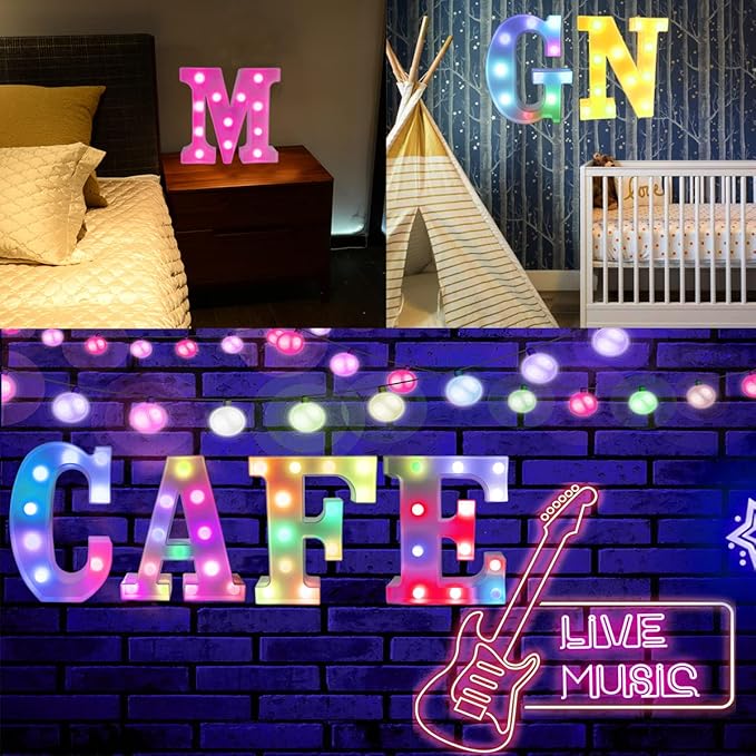 LED Marquee Letter Lights, 18 Colors Changing Light Up Letters with Remote, RGB Alphabet Letters Sign for Girls Boys Gift Birthday Party Night Light Bedroom Wedding Christmas Decor-Colorful U