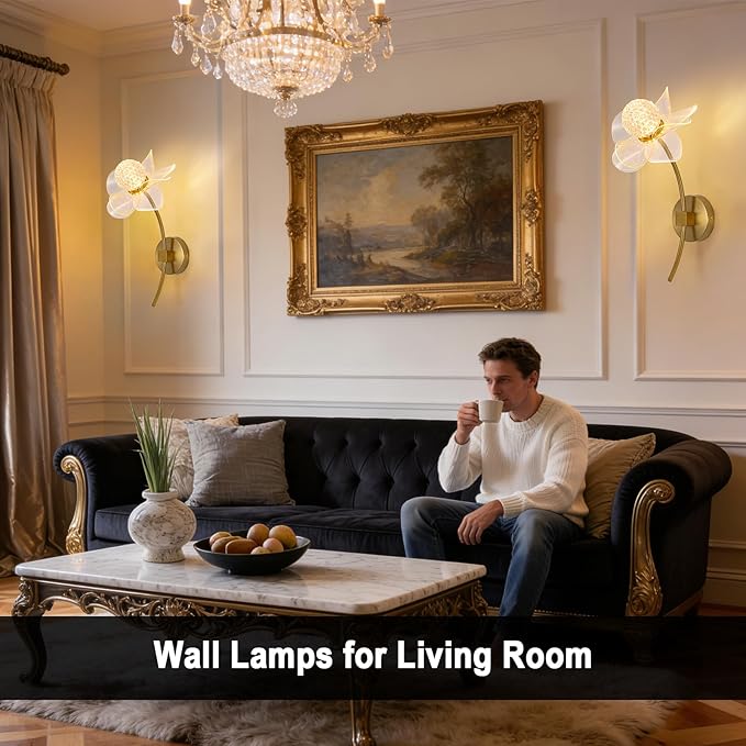 Modern LED Wall Lights for Bedroom, Hardwired Indoor Gold Wall Sconces with 3 Color Adjustable, Wall Lamps for Living Room, Bathroom, Mirror, Hallways, Wall Mounted Lamp with 3000K-6000K