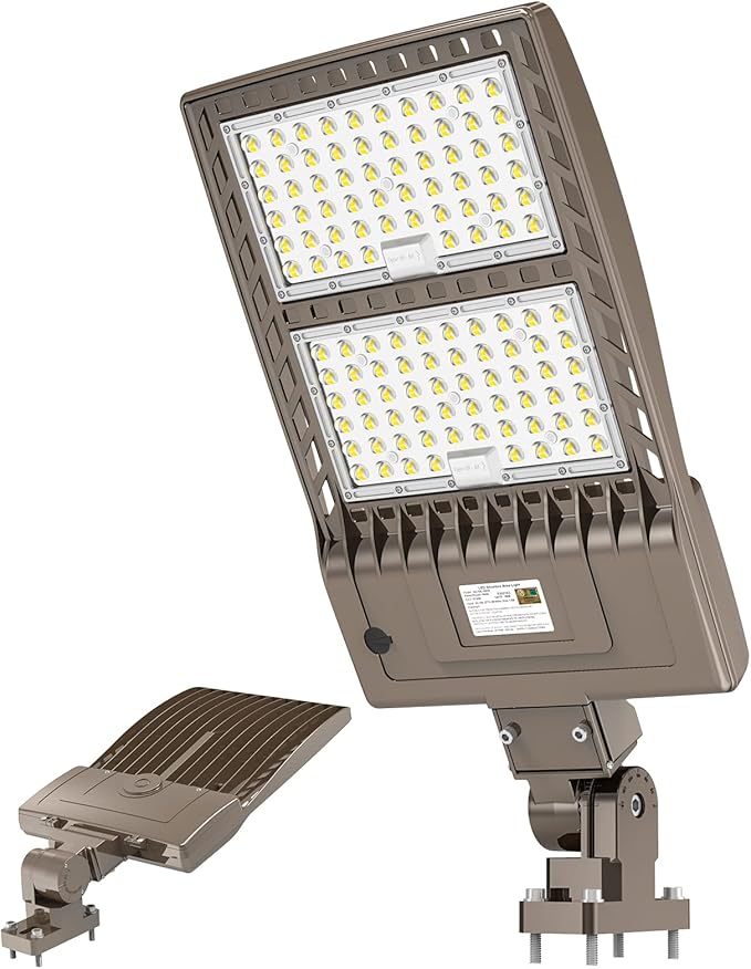 KUKUPPO 320W LED Parking Lot Light 48000LM Dusk to Dawn, UL Listed Industrial Grade LED Shoebox Parking Pole Light 5000K IP65 Outdoor Commercial Area Lighting Arm Mount 100-277VAC