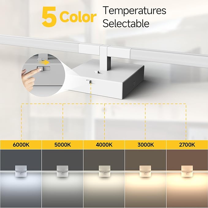 Vanity Lights 32 inch, 4-Level Brightness Built-in Dimmer, 18.5W Dimmable 5CCT Bathroom Light Fixtures Over Mirror, Baked Matte Grey Vanity Lights for Bathroom Mirror Bedroom-FCC & ETL