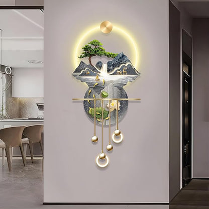 LED Light Decor Wall Art, 3D Art Wall Decor with Light, Decors Walls Sculptures Large 3D Art, Decors Walls Sculptures Lighting Modern, Plug-in Power Supply, Blue C, 23x53IN