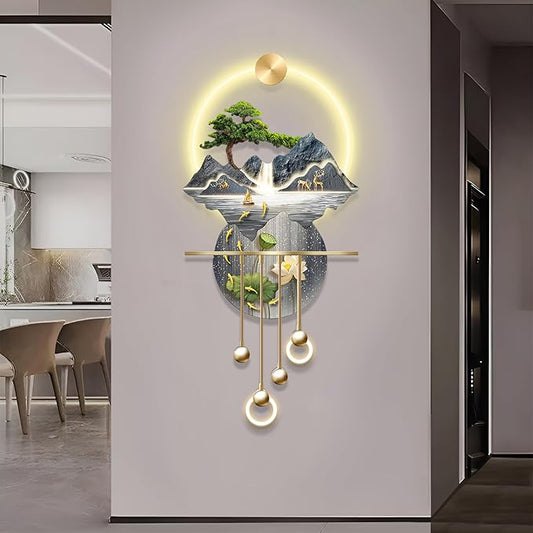 LED Light Decor Wall Art, 3D Art Wall Decor with Light, Decors Walls Sculptures Large 3D Art, Decors Walls Sculptures Lighting Modern, Plug-in Power Supply, Blue C, 23x53IN