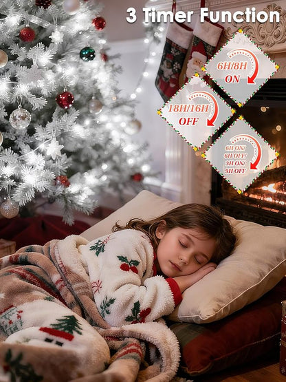 2026 New Voice Control Connectable 2PK 164FT 400LED Christmas String Lights Indoor Outdoor with Remote | Smart Twinkle Fairy String Lights 12 Modes & Timer for Xmas Tree Decor (Cold White)