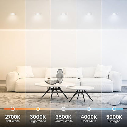 Feit Electric 5-6 inch LED Directional Recessed Downlight, 9.4W (75W Equivalent), 2700K–5000K Selectable Colors, Dimmable, 850 Lumen, 50,000-Hour Lifetime, LEDR56SCP/6WYCA