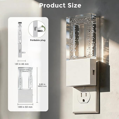 L LOHAS LED Night Light Plug in, Foldable Night Lights Plug into Wall, Portable LED Nightlight with Dusk to Dawn Sensor, Dimmable 0-100LM White Nightlights for Travel, Hotel, Bathroom, Hallway, Gift