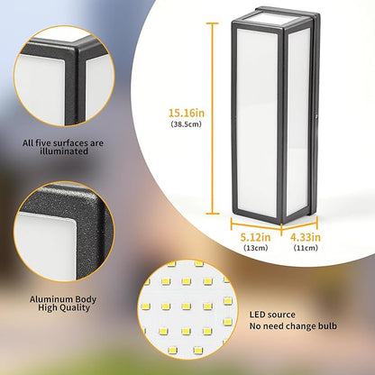 LED Aluminum Wall Sconce Waterproof Outdoor Wall Light,Modern Porch Wall Light (Large Rectangle-50W)
