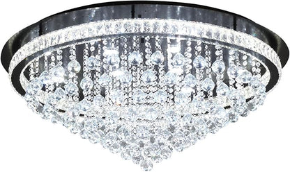 Dia 40" Modern Crystal Chandeliers for Living Room,Black Large Chandelier Flush Mount Chandeliers for Bedrooms Dining Room Dimmable 2700k 4500k 6000k