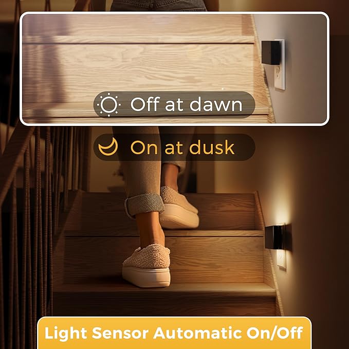 L LOHAS LED Night Light, 2 Pack Dimmable Modern LED Night Lights Plug into Wall,Dusk to Dawn Sensor Night Lights for Kid, 0-100LM 3000K Soft White Nightlight for Hallway Bedroom Stairway