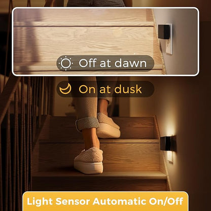 L LOHAS LED Night Light, 2 Pack Dimmable Modern LED Night Lights Plug into Wall,Dusk to Dawn Sensor Night Lights for Kid, 0-100LM 3000K Soft White Nightlight for Hallway Bedroom Stairway