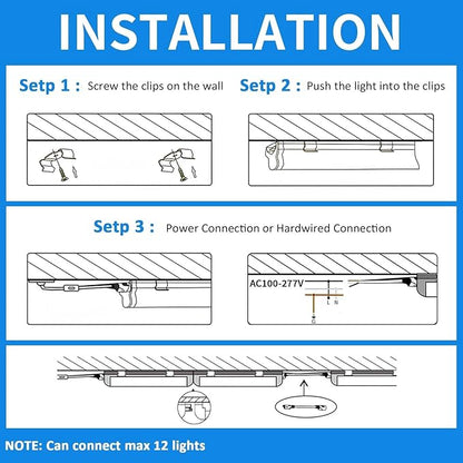 CNSUNWAY LED Shop Lights 2FT, 22W High-Efficiency Under Cabinet Lighting 6500K Cool White, V-Shaped Linkable T8 Shop Light for Workbench, Kitchen, Workshop, Basement, ETL Listed (6-Pack)
