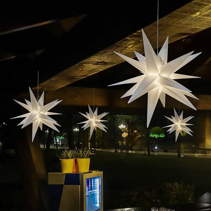 Leejec 22" Moravian Star Light, Easy Assembly, Christmas Decorations, Indoor& Outdoor Hanging, Advent Star, Warm White LED Porch Light with Timer, Wedding & Home Decor