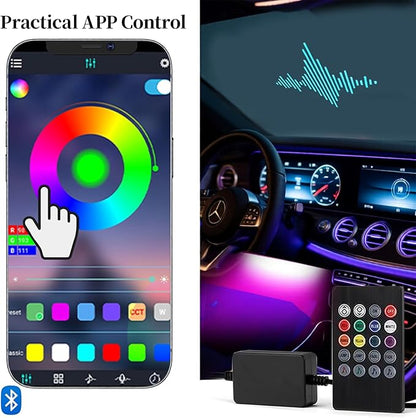 DIBMS RGB Car Strobe Safety Lights with Remote,Interior LED Light for Car Accessories Women Men Husband Birthday Gift APP Control with USB Port Music Sync Color Change for Truck Decor 12V Dashboard
