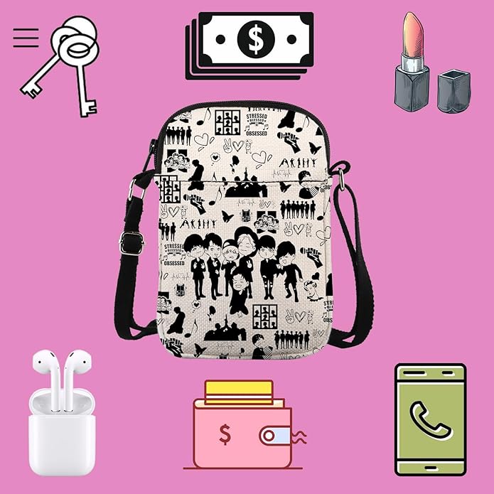 TSOTMO K-pop Characters Bag Music Lover Gift K-Pop Boygroup Crossbody Bag for Korean Group Member Merchandise