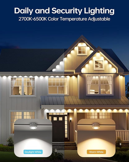 ASAHOM AI Permanent Outdoor Lights S107D, 200FT with 144 RGBCW LED Lights, 30,000 Lighting Effect, Controller with Dual Output, Extend to 800FT, Cuttable for House Outdoor Decor Daily Lighting, White