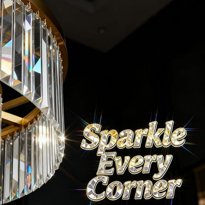 Brushed Copper Crystal Chandeliers Modern Contemporary Ceiling Lights Fixtures Pendant Lighting for Dining Living Room Chandelier D43