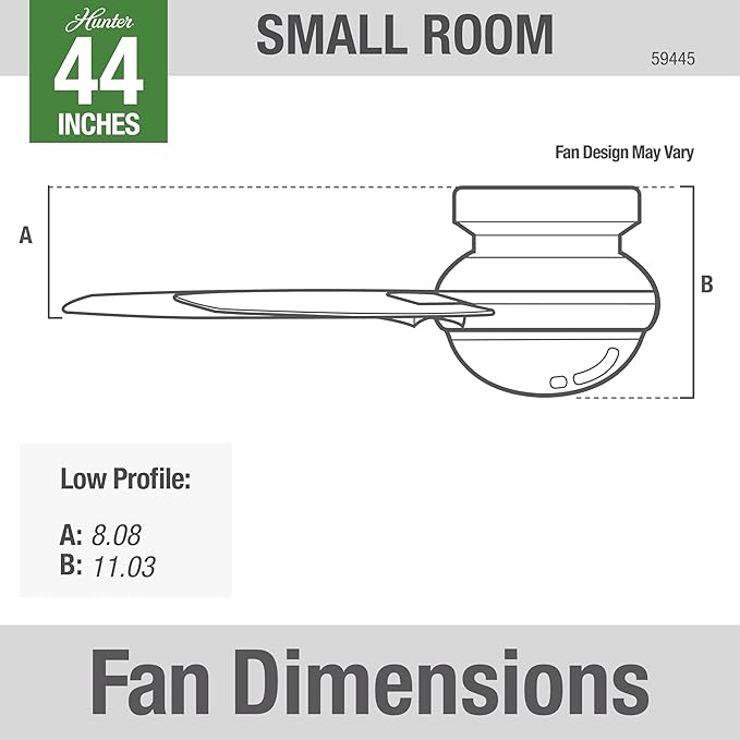 Hunter 44 inch Indoor Ceiling Fan with LED Light and Remote Control - Bronze Modern Ceiling Fan, Low Profile Mount, 4 Blades, For Bedroom, Living Room, or Kitchen, Quiet - Dempsey 59445, Noble Bronze